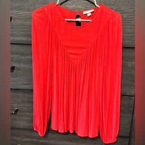 Knox Rose Red Pleated Blouse with Relaxed Fit